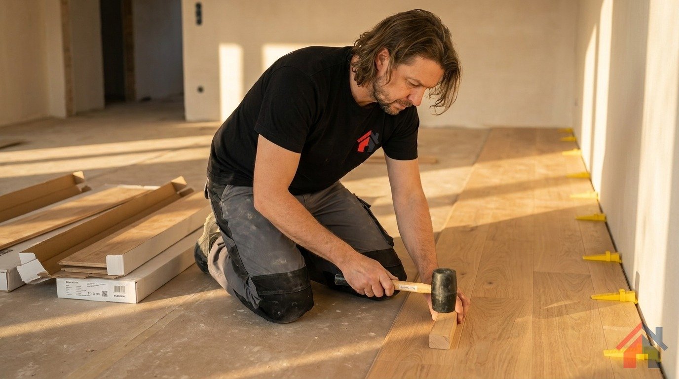 Teppich verlegen + Sockelleisten setzen – Montageteam Marx Berlin (KI-generiertes Bild)