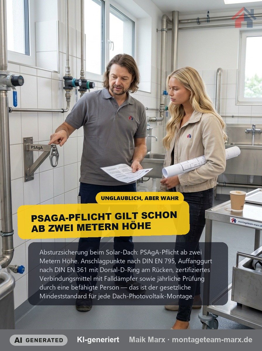 Absturzsicherung Solar-Dach: Anschlagpunkte & Auffanggurt richtig einsetzen