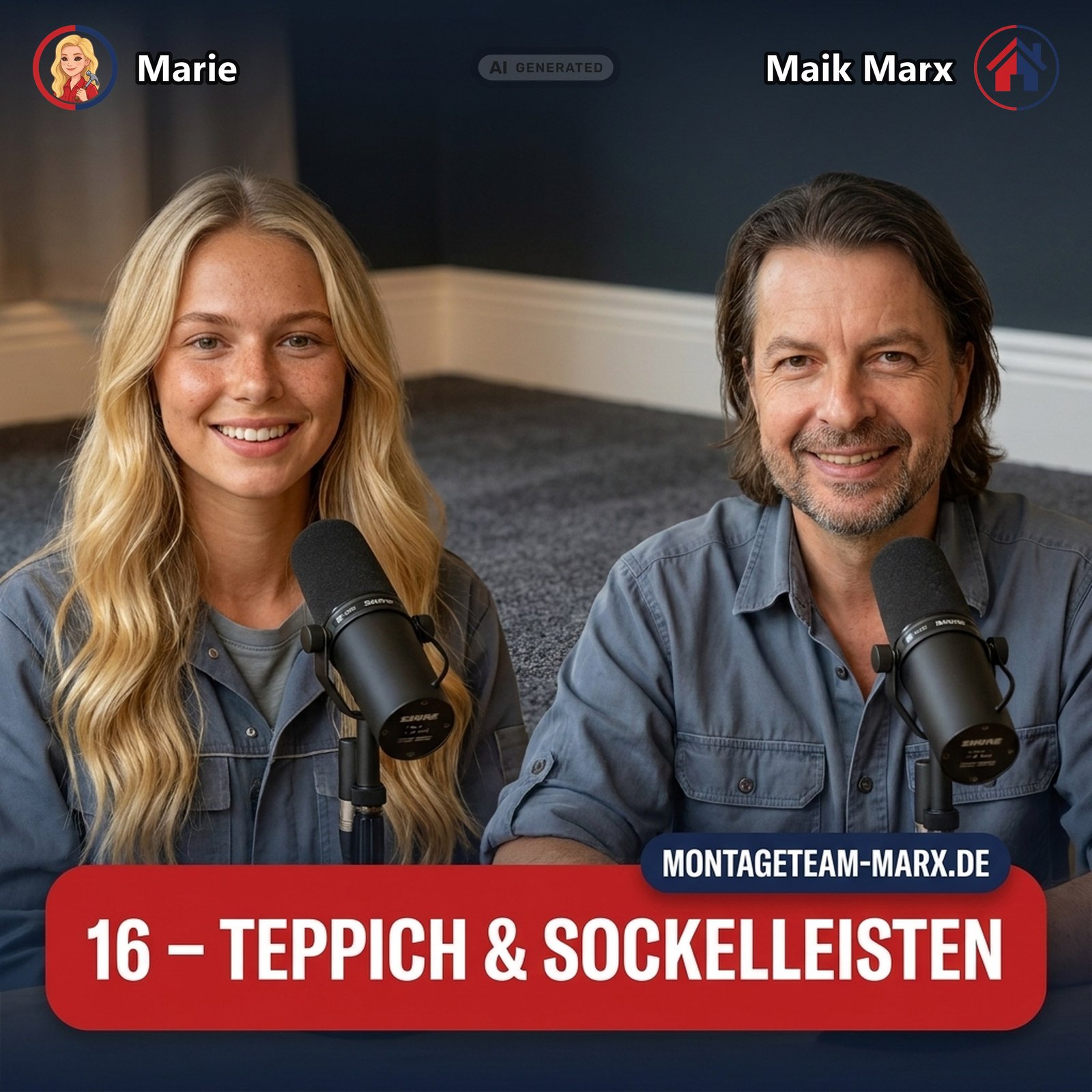 Cover der Podcast-Folge 16: Teppich verlegen + Sockelleisten setzen