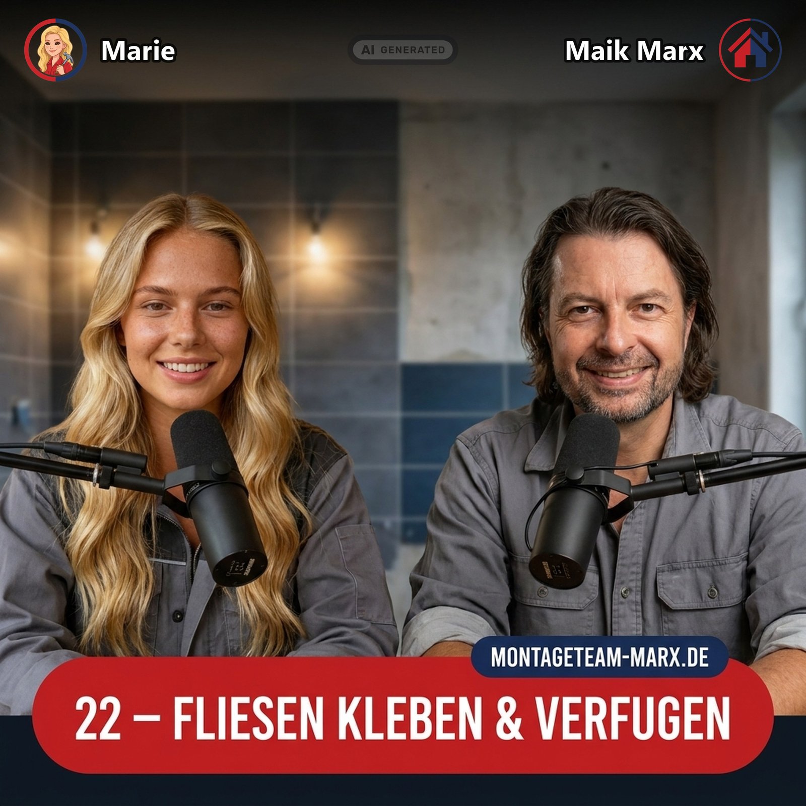 Cover der Podcast-Folge 22: Fliesen kleben + verfugen — der saubere Anfänger-Weg