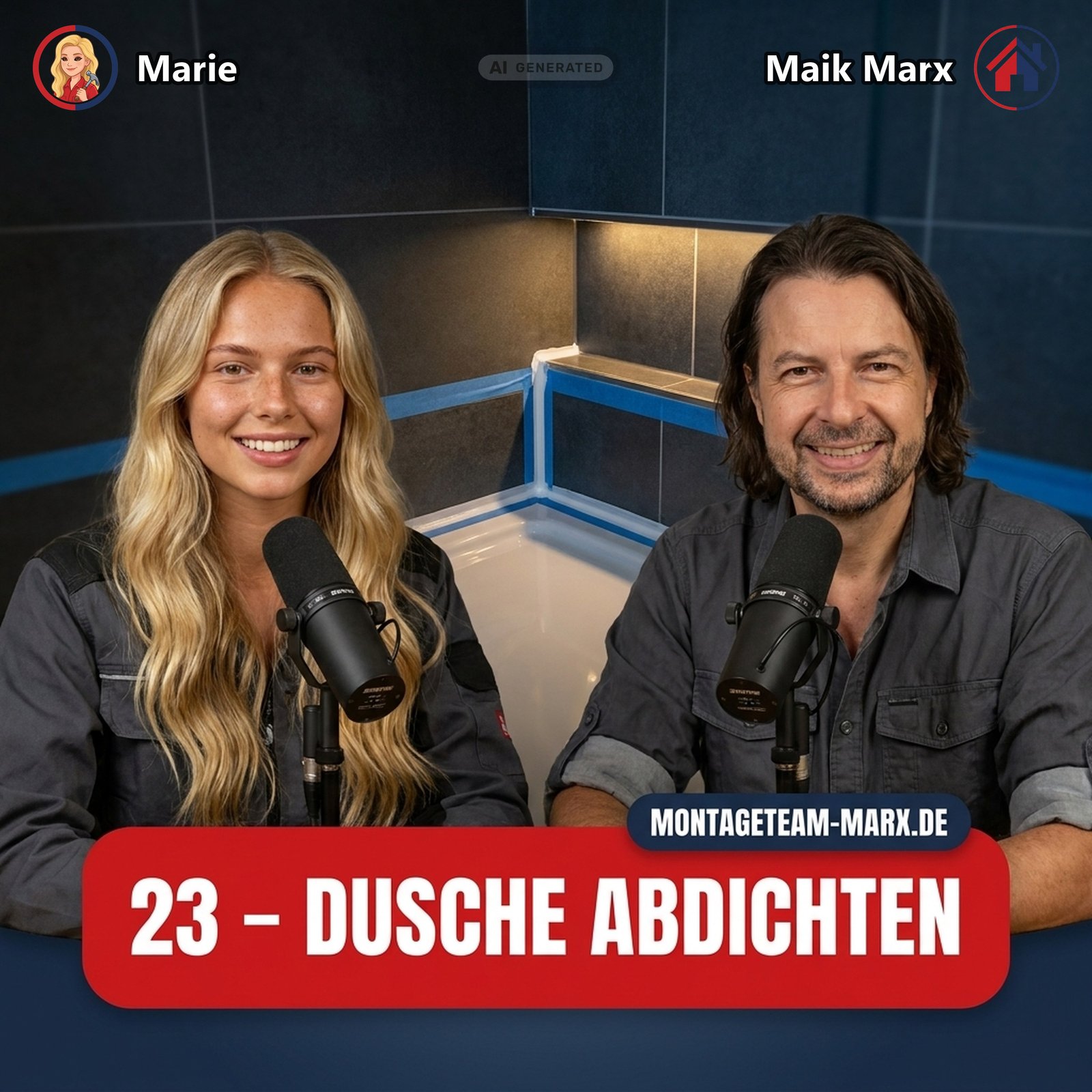 Cover der Podcast-Folge 23: Dusche abdichten — Silikon, Dichtbänder, Folien