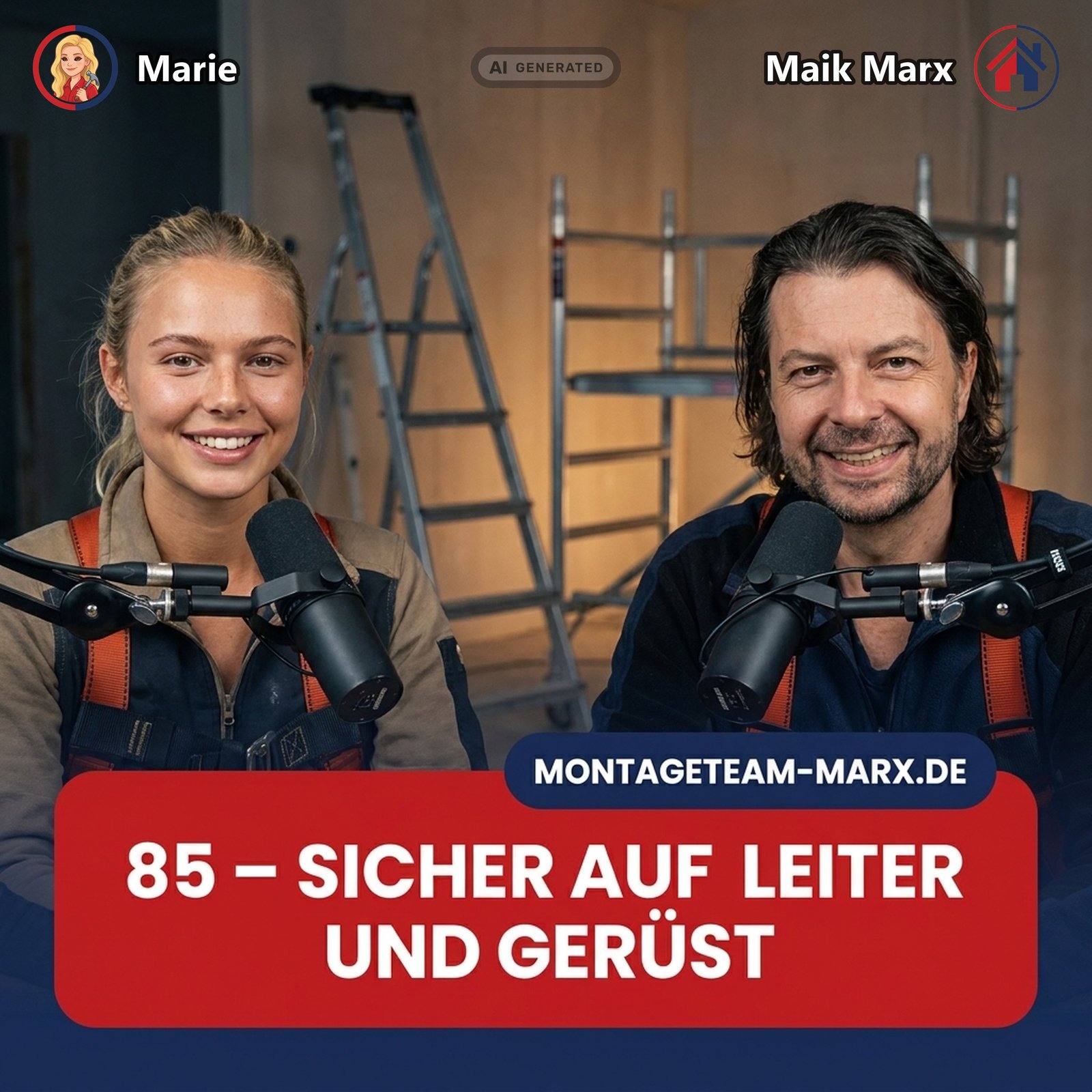 Cover der Podcast-Folge 85: Sicher arbeiten auf Leiter und Gerüst